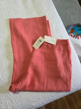 Pantalón Lino Rosa Woman Talla XL