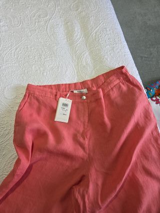 Pantalón Lino Rosa Woman Talla XL