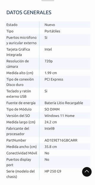 HP 250 G9 Portátil 16GB RAM 256GB SSD