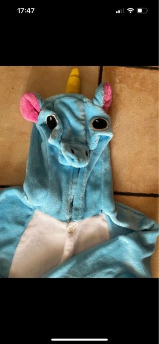 Disfraz unicornio azul talla única