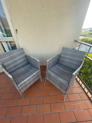 Coppia sedie rattan sintetico grigio