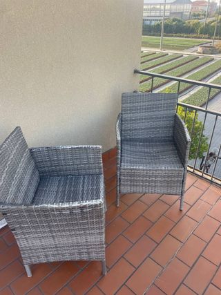 Coppia sedie rattan sintetico grigio