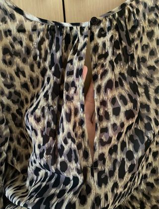 Vestido gasa manga larga estampado leopardo
