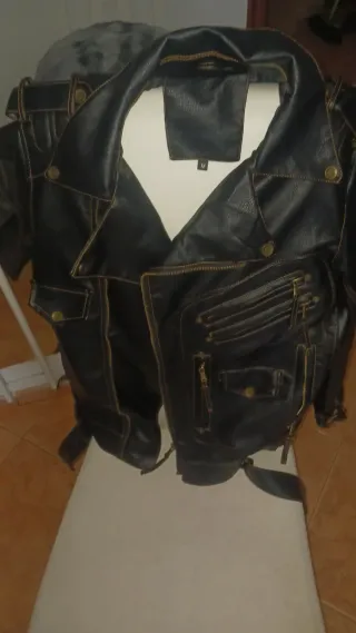 Chaqueta de cuero negra hombre Talla M