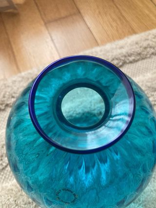 Vaso Venini Balloton Vetro Murano Blu Trasparente