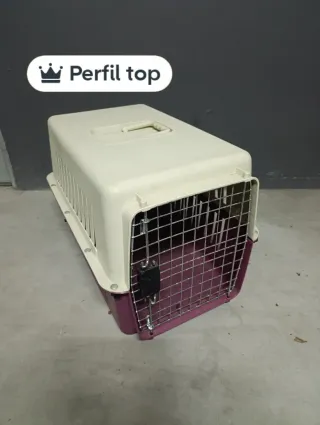 Transportín para mascotas beige y morado