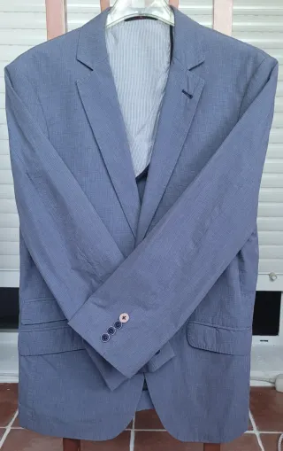 Chaqueta americana hombre azul/gris