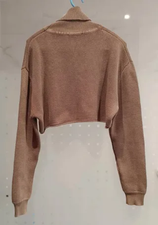 Jersey Zara Cuello Alto Talla M Marrón