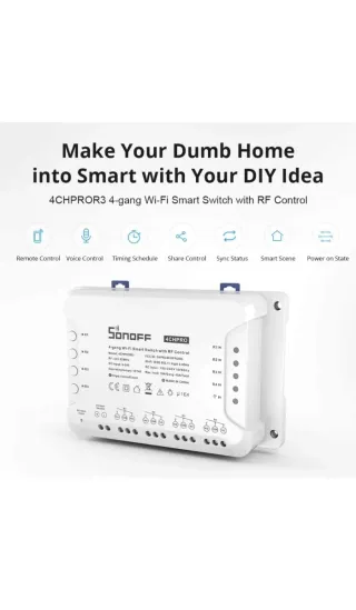 Interruptor WiFi 4 Canales 433Mhz Sonoff