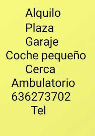 Alquiler Plaza Garaje Coche Pequeño