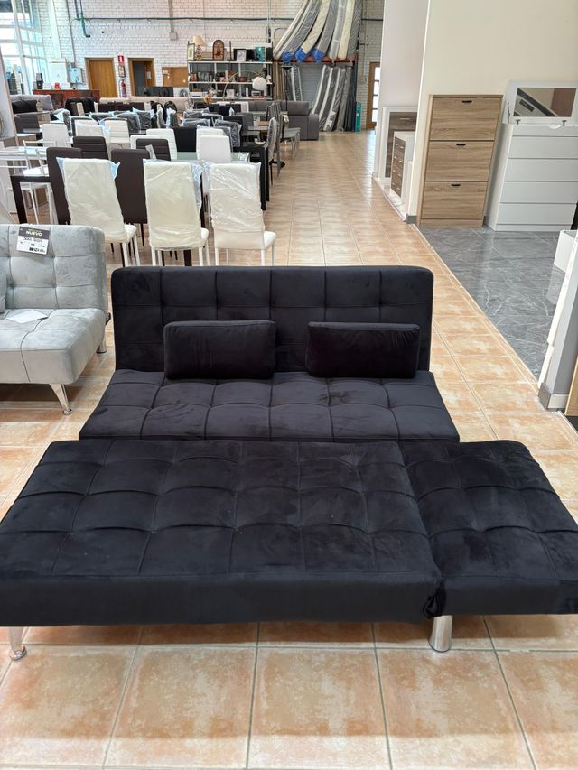Divano letto Chaise Longue in velluto nero