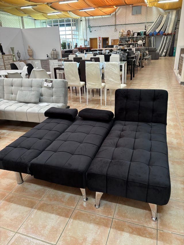 Divano letto Chaise Longue in velluto nero