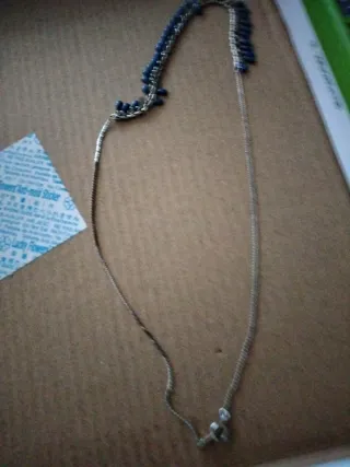 Collar gargantilla azul y plateado