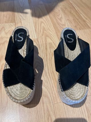 Cuñas negras mujer talla 38