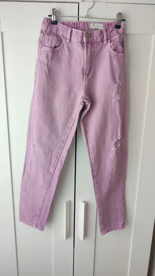 Pantalón vaquero niña Lefties rosa roto