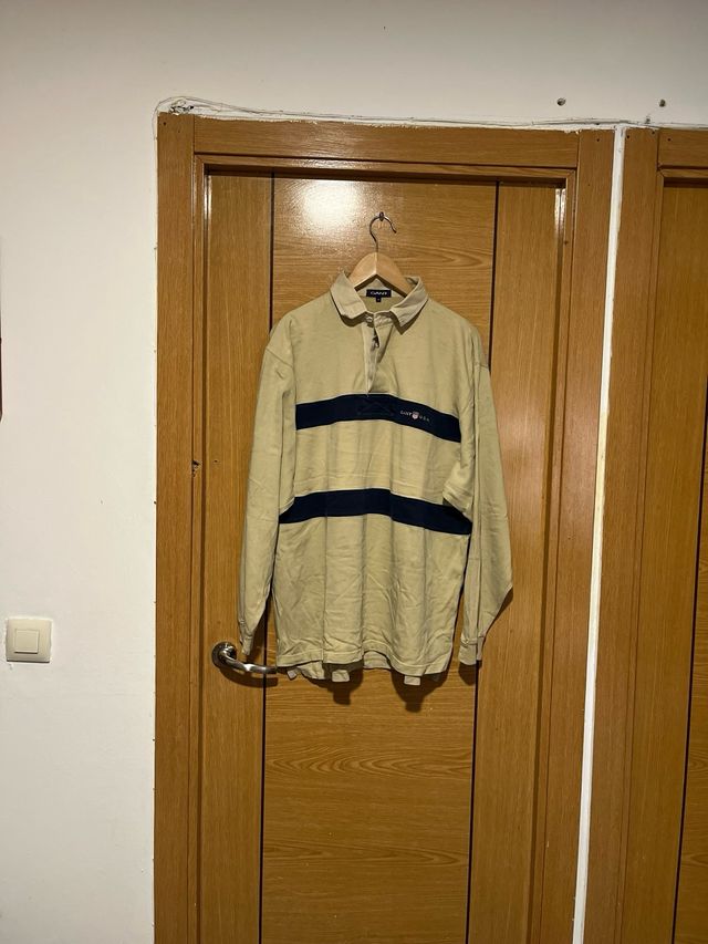 Polo Gant Beige y Azul Manga Larga