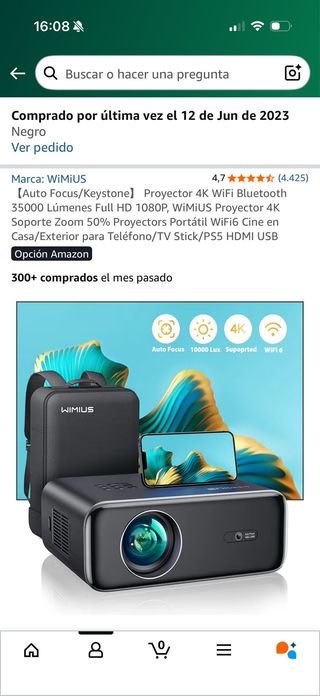 Proyector 4K, Auto Focus/Keystone Smart Proyector