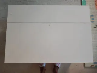 Mesa de comedor abatible blanca y madera