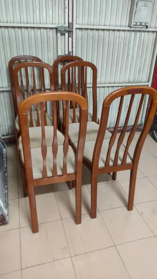 Juego 6 Sillas Comedor Madera Tapizadas