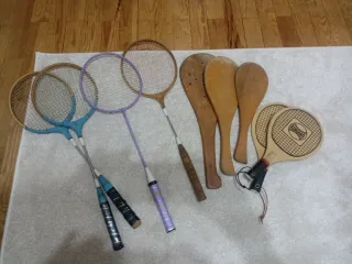 Lote de palas deportivas y raquetas