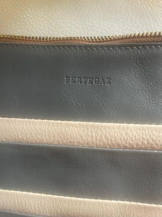 Bolso Pertegaz Piel Rayas Marrón Gris