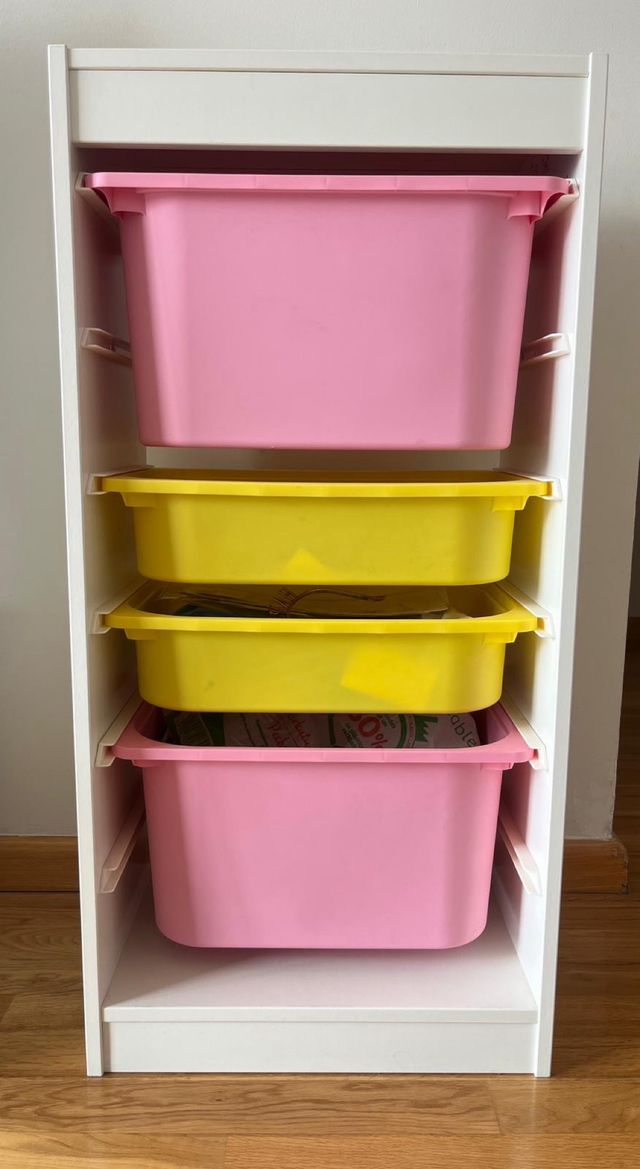 Estructura 4 cajones rosa y amarillo