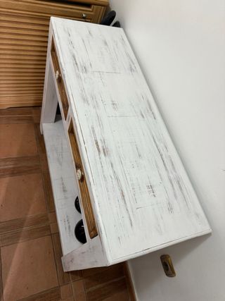 Mueble recibidor de madera blanco y con cajones