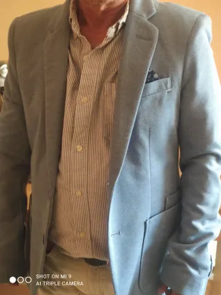 Chaqueta hombre azul gris