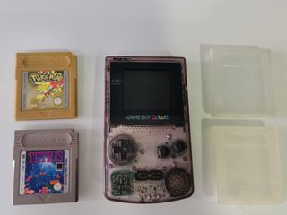 Game Boy Color Transparente + Pokémon Oro + Tetris