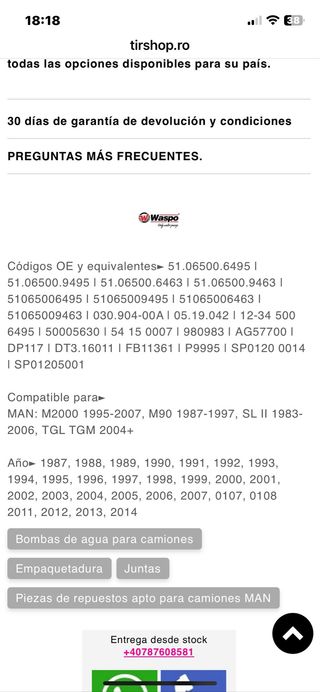 Bomba de agua Man TGL TGM 2004