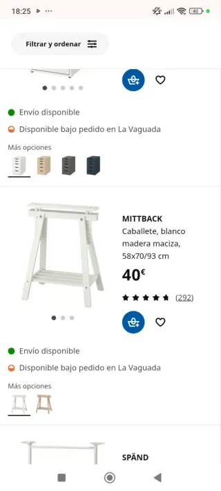 Mesa caballete Ikea blanca madera