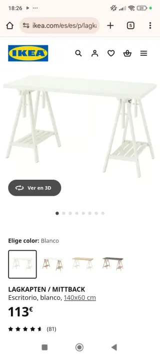 Mesa caballete Ikea blanca madera