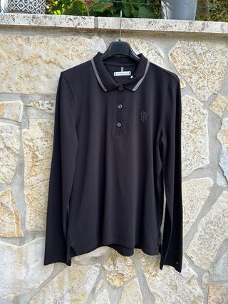 Polo a maniche lunghe donna Tommy Hilfiger L nero