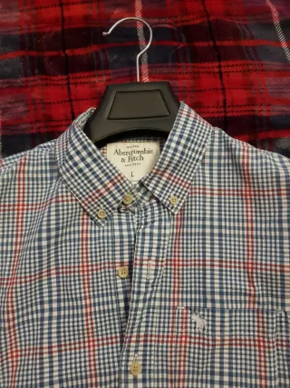 Camisa Abercrombie & Fitch cuadros azul y rojo