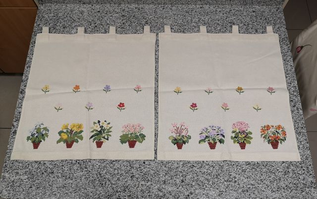 2 Cortinas para ventana de cocina hechas a mano