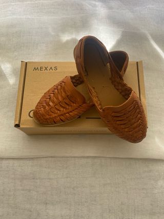Mocasines Mexas Cuero Marrón Tejidos