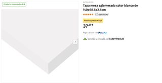 Tablero mesa blanco 140x68.5x2.5cm