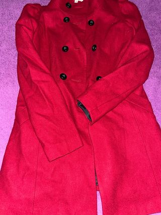 Abrigo de paño rojo mujer