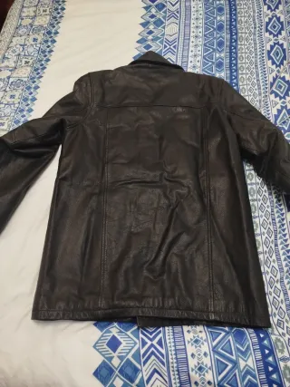 Chaqueta de piel negra hombre