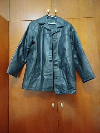 Chaqueta de piel negra hombre