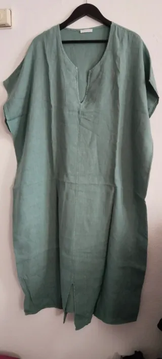 Vestido lino manga corta Made in Italy