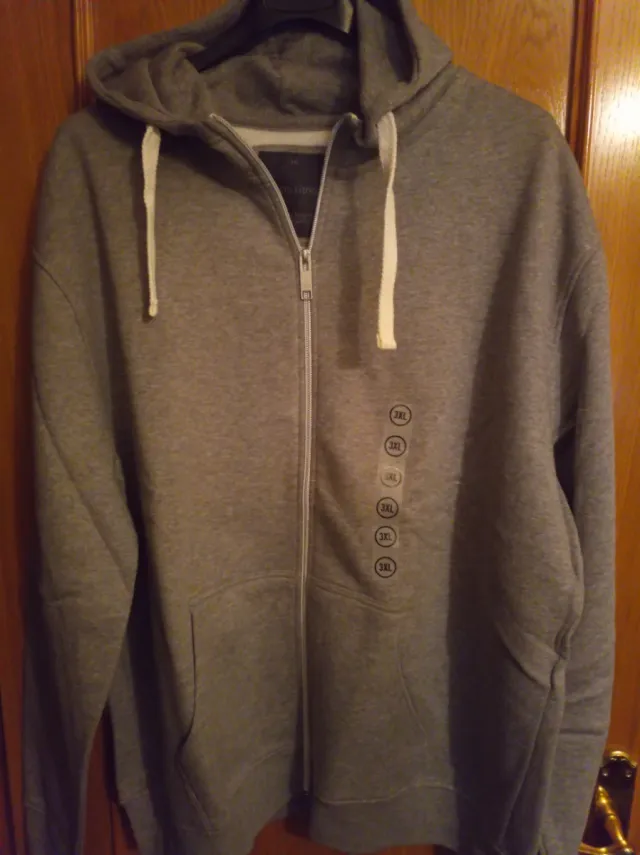 Sudadera con capucha y cremallera gris claro 3XL