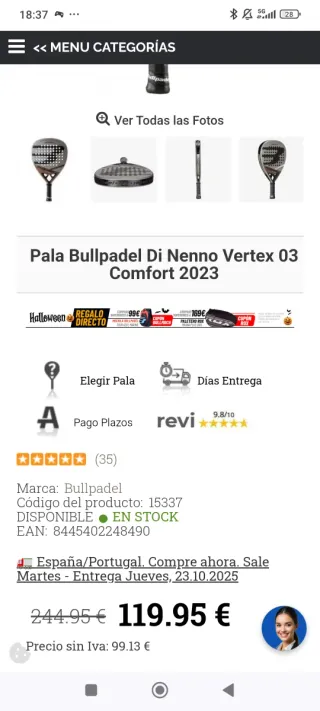 Pala Bullpadel Vertex 03 Comfort de di nenno 2023
