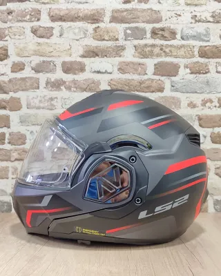 Casco Moto Convertible LS2 Talla S Negro/Rojo