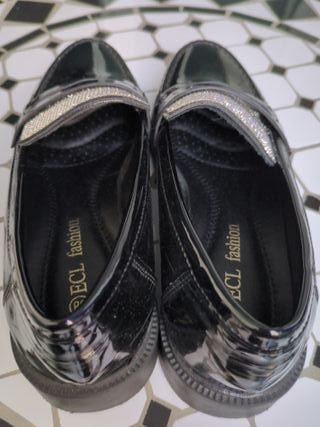 Mocasines negros mujer brillantes talla 38