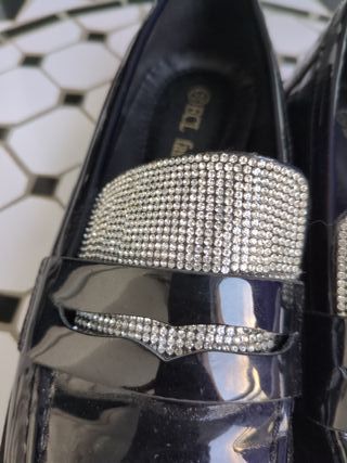 Mocasines negros mujer brillantes talla 38