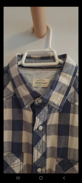 Camisa Tiffosi cuadros beige y azul