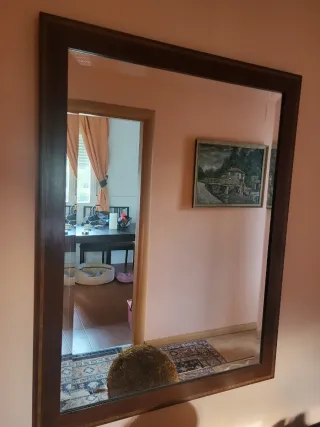 Espejo biselado madera y dorado