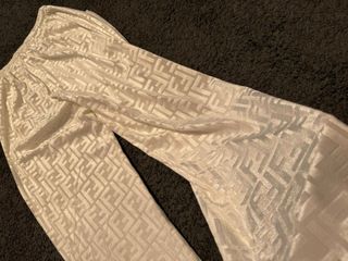 Pantaloni Fendi ciniglia bianchi