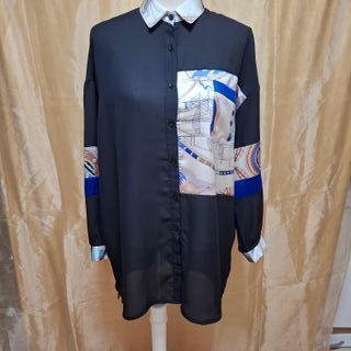 Blusón señora negro y multicolor